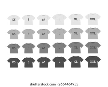 T-shirt clothing size notation illustration set material