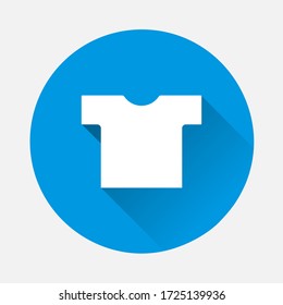 T-shirt clothing vector icon on blue background. Flat image with long shadow.