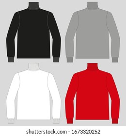 T-shirt. Clothing for women and men. Set of color unisex long sleeve t-shirts. Rear and front view. Basic clothes in casual style. Vector illustration