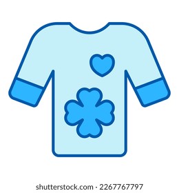 T-shirt with clover leaf and heart design - icon, illustration on white background, similar style