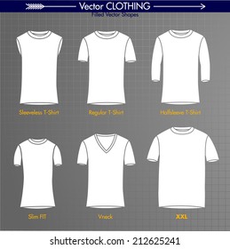 T-Shirt Collection. Sleeveless, Regular, Long Sleeve, Slim Fit, V-Neck, XXL. Basic Filled Shapes