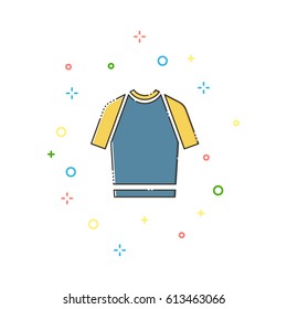 T-shirt color thin line icon on white background. Linear symbols.