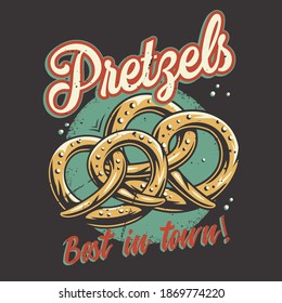 T-shirt colored print with bavarian beer pretzels for oktoberfest