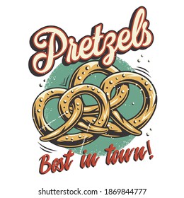 T-shirt colored print with bavarian beer pretzels for oktoberfest