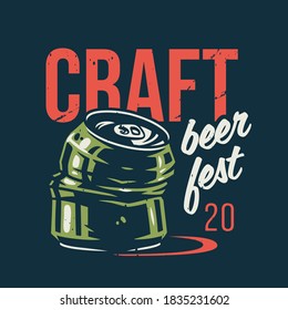 Papel de color de camiseta con lata de cerveza artesanal de lager desmenuzada. Ooktoberfest de Baviera