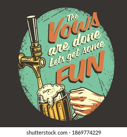 T-shirt colored print with craft lager beer mug with foam. Pint in hand for bavarian oktoberfest