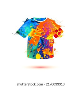 Símbolo vector colorido de camiseta. Icono de pintura de salpicadura