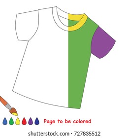 T-Shirt, the coloring book to educate preschool kids with easy gaming level, the kid educational game to color the colorless half by sample.