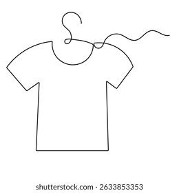 Camiseta contínua uma linha desenhando ícone de vetor contorno