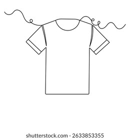 Tshirt continuous one line drawing outline vector icon