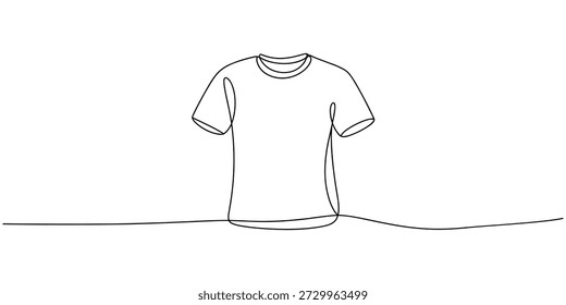 T-shirt continuous one line drawing, Jacket in continuous line art drawing style T shirt line art vector illustration . Men's clothing garment black linear design isolated on white background vector