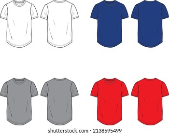 T-shirt Curve Hem Fashion Flat Templates