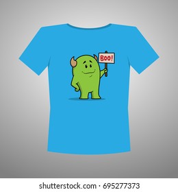 T-Shirt with Cute Monster Holding a Sign