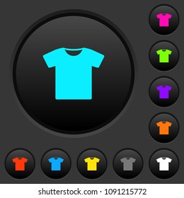 T-shirt dark push buttons with vivid color icons on dark grey background