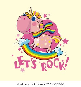 T-shirt decoration with cute unicorn rocking horse