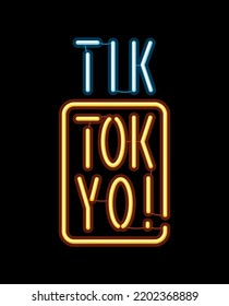 T-shirt decoration with tokyo glowing neon sign