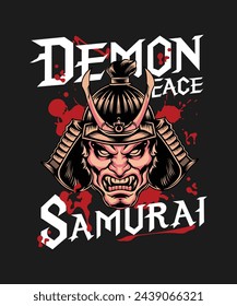 T-shirt Demon oni samurai vector Japanese samurai warrior design illustration