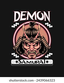 T-shirt Demon oni samurai vector Japanese samurai warrior design illustration