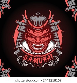 T-shirt Demon oni samurai vector Japanese samurai warrior design illustration