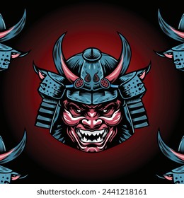 T-shirt Demon oni samurai vector Japanese samurai warrior design illustration