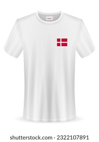 Tshirt with Denmark flag on a white background. Vector illustration.