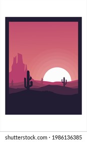 T-shirt desert cactus by night landscape