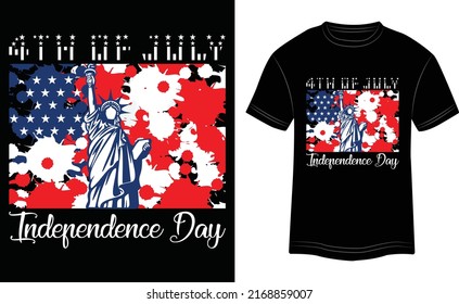 Diseño de camisetas 4 de julio
Ilustración colorida del vector del Día de la Independencia en fondo negro