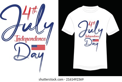 T-shirt Design 4th July USA Independence Day Vector Colorful Illustration in White Background