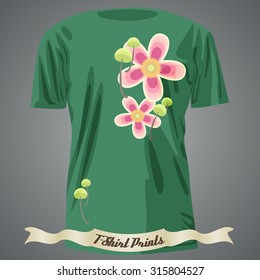 T-shirt design with abstract flowers