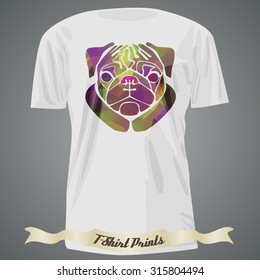 T-shirt design with abstract image of pug 