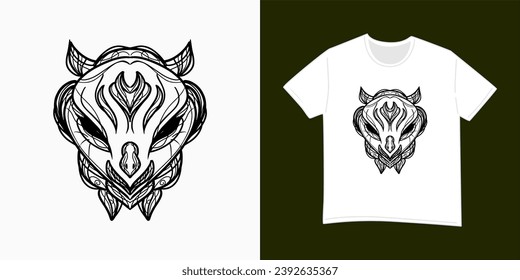 T-Shirt design with abstract insect mask