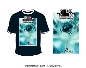 T-shirt design, abstract technology concept with 3D rendering background