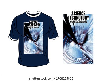 Diseño de camisetas, concepto de tecnología abstracta con fondo de renderizado 3D