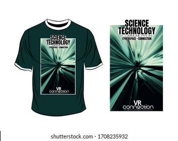 T-shirt design, abstract technology concept with 3D rendering background