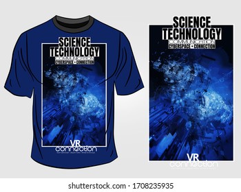 T-shirt design, abstract technology concept with 3D rendering background