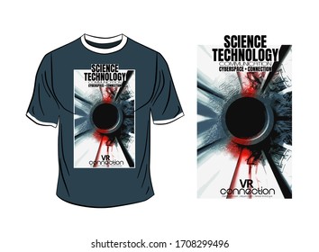 T-shirt design, abstract technology concept with 3D rendering background