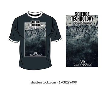 T-shirt design, abstract technology concept with 3D rendering background