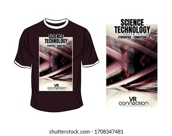 T-shirt design, abstract technology concept with 3D rendering background
