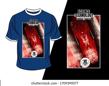 T-shirt design, abstract technology concept with 3D rendering background