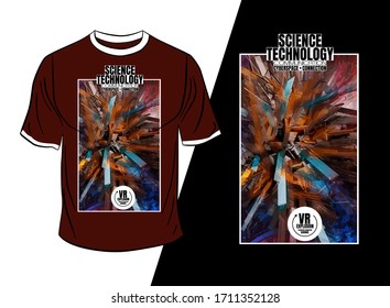 T-shirt design, abstract technology concept with 3D rendering background