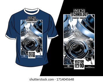 T-shirt design, abstract technology concept with 3D rendering background