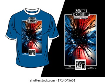 Diseño de camisetas, concepto de tecnología abstracta con fondo de renderizado 3D