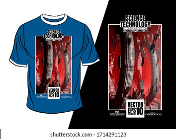 
T-shirt design, abstract technology concept with 3D rendering background