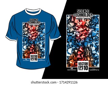 
T-shirt design, abstract technology concept with 3D rendering background