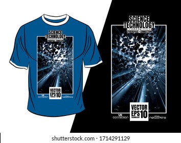 
T-shirt design, abstract technology concept with 3D rendering background