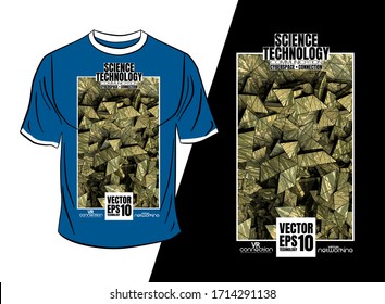 
T-Shirt-Design, abstraktes Technologiekonzept mit 3D-Rendering-Hintergrund