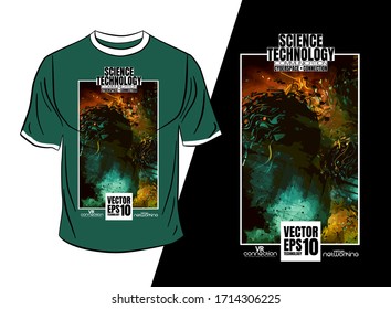 T-shirt design, abstract technology concept with 3D rendering background