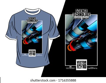 T-shirt design, abstract technology concept with 3D rendering background