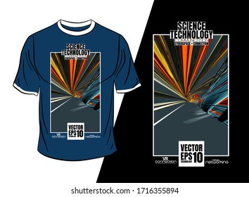 T-shirt design, abstract technology concept with 3D rendering background