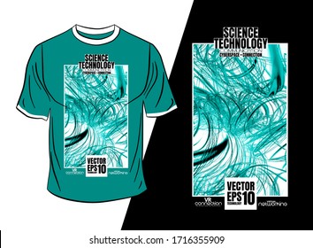 T-shirt design, abstract technology concept with 3D rendering background